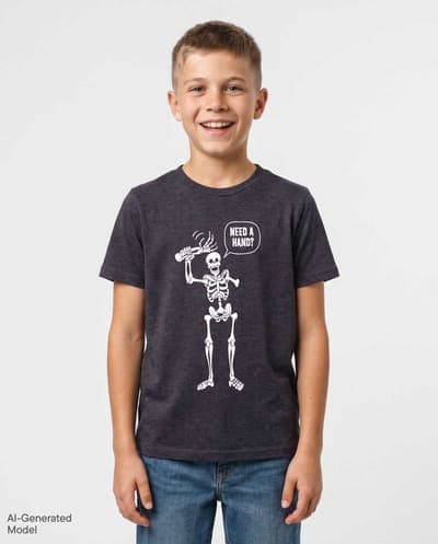 Boys Short Sleeve Halloween Skeleton Hand Graphic Tee 1