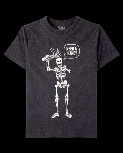 Boys Short Sleeve Halloween Skeleton Hand Graphic Tee 3