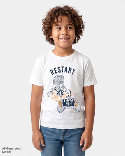 Boys Short Sleeve Halloween Video Game Restart Graphic Tee 1