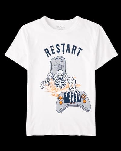 Boys Short Sleeve Halloween Video Game Restart Graphic Tee 2