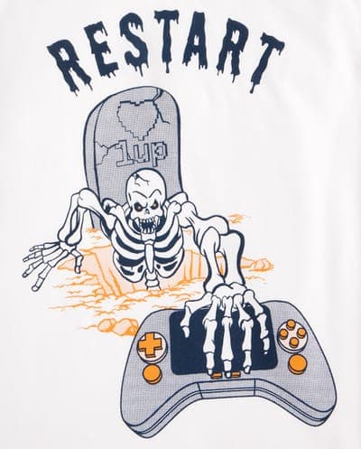 Boys Short Sleeve Halloween Video Game Restart Graphic Tee 3