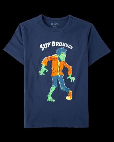 Boys Short Sleeve Halloween Zombie Graphic Tee 2