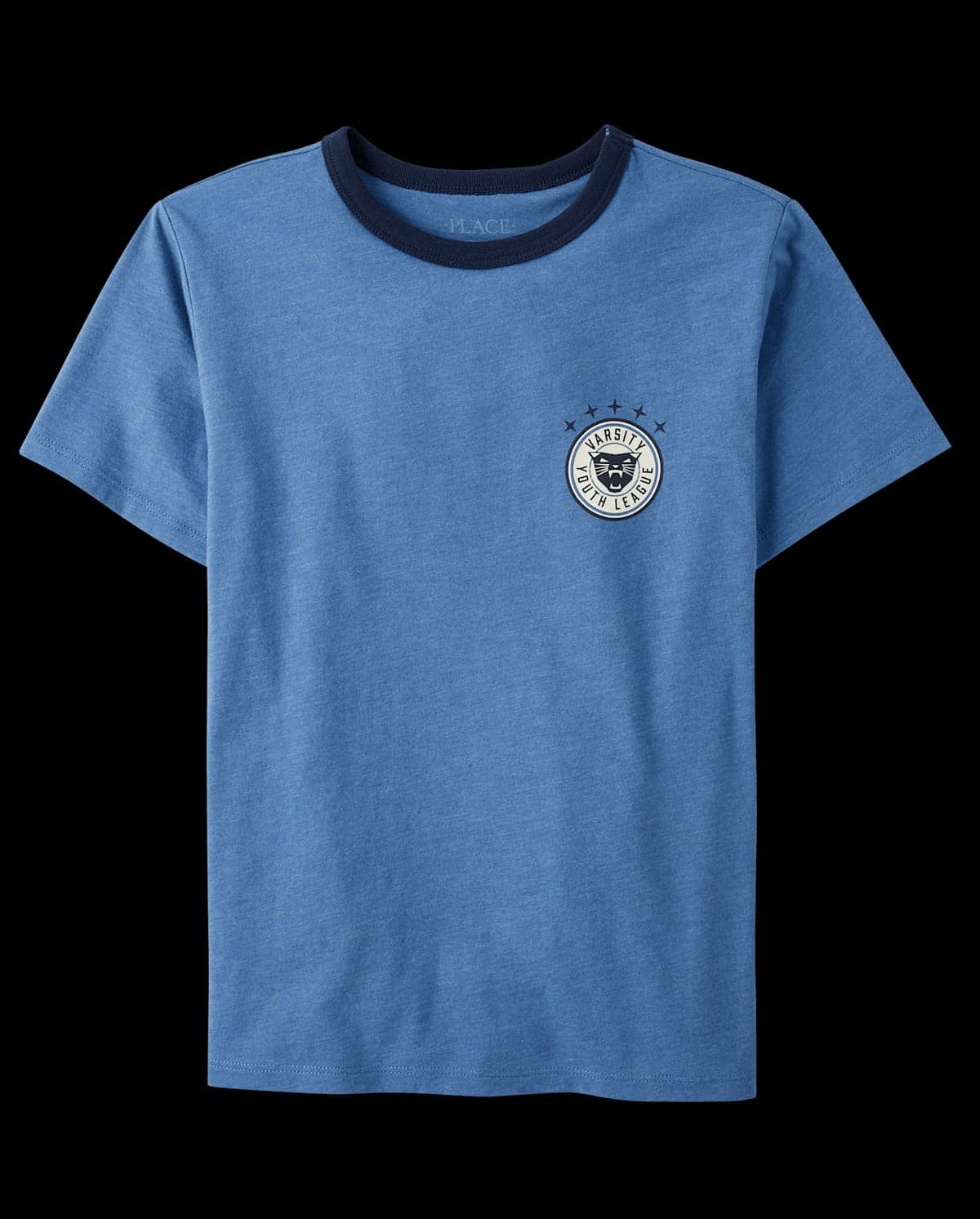 Boys Short Sleeve Varsity Youth League Graphic Front And Back Ringer Tee