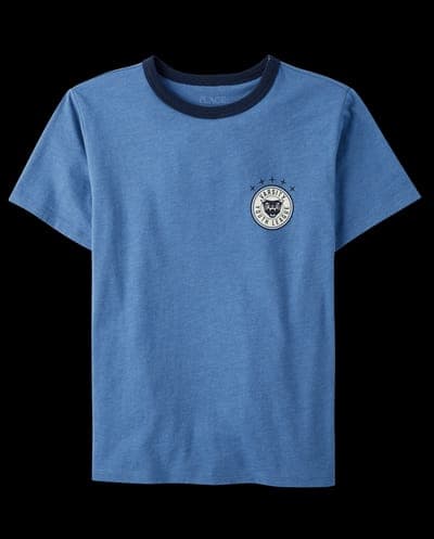 Boys Short Sleeve Varsity Youth League Graphic Front And Back Ringer Tee 1