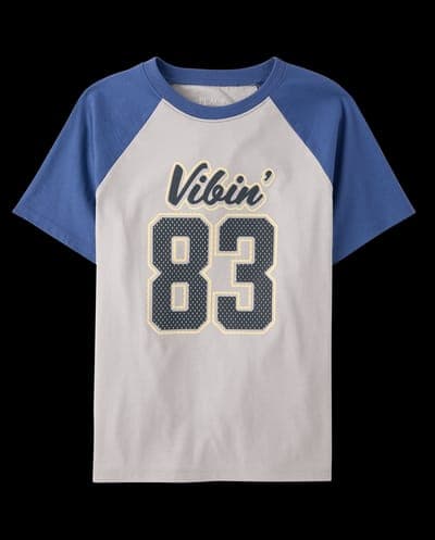 Boys Short Sleeve Vibin' 83 Graphic Raglan Tee 1