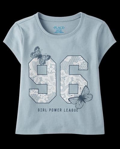 Girls Short Sleeve Girl Power League Graphic Baby Tee 1