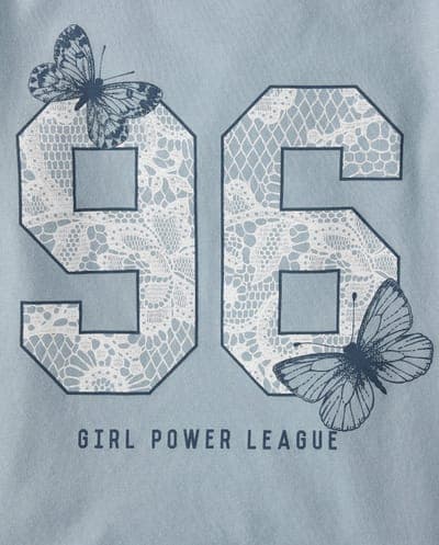 Girls Short Sleeve Girl Power League Graphic Baby Tee 2