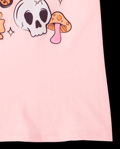 Girls Short Sleeve Halloween Doodle Graphic Tee 5