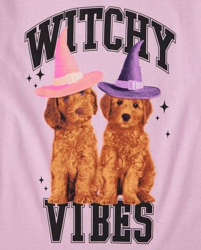 Girls Short Sleeve Halloween Witchy Vibes Graphic Tee 3