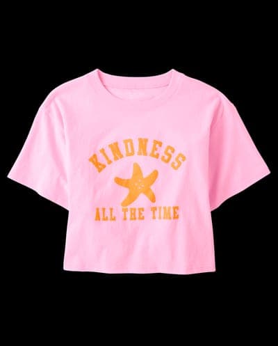 Girls Short Sleeve Kindness Relaxed Cropped Graphic Tee 1