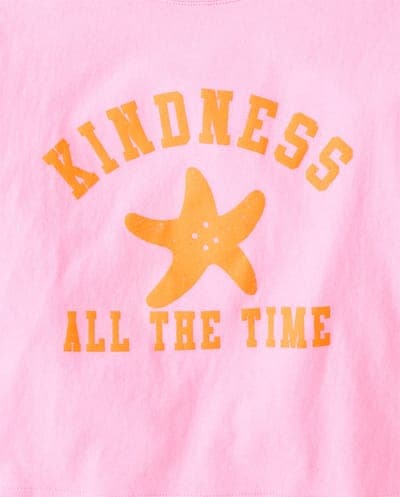 Girls Short Sleeve Kindness Relaxed Cropped Graphic Tee 2
