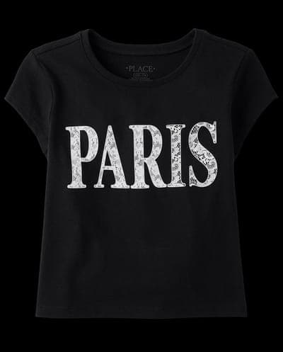 Girls Short Sleeve Paris Graphic Baby Tee 1