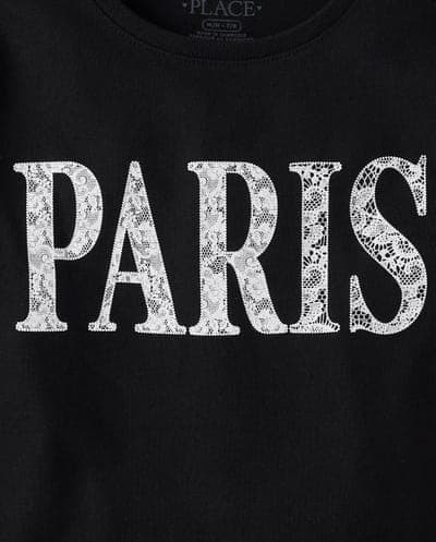 Girls Short Sleeve Paris Graphic Baby Tee 2