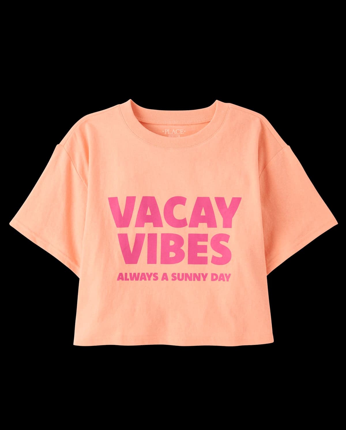 Girls Short Sleeve Vacay Vibes Relaxed Cropped Graphic Tee