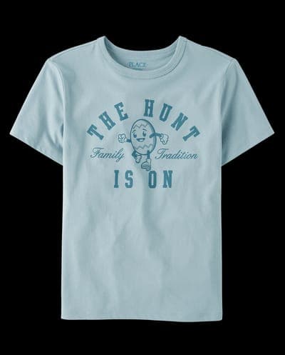 Boys Matching Family Short Sleeve Easter The Hunt Is On Graphic Tee 1