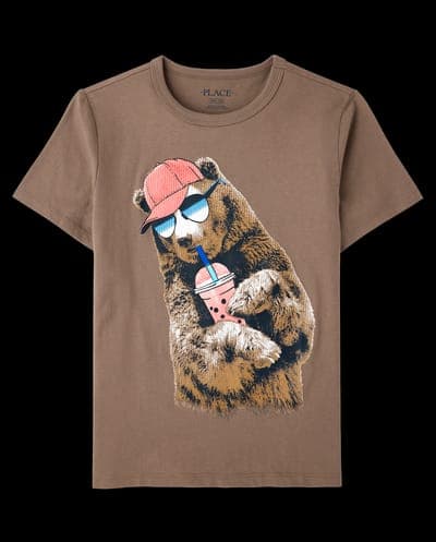 Boys Short Sleeve Bear Graphic Tee 2
