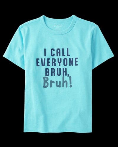 Boys Short Sleeve Call Everyone Bruh Graphic Tee 1