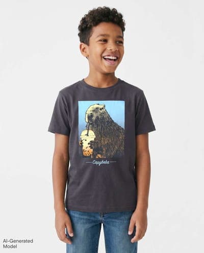 Boys Short Sleeve Capybara Drink Graphic Tee 1