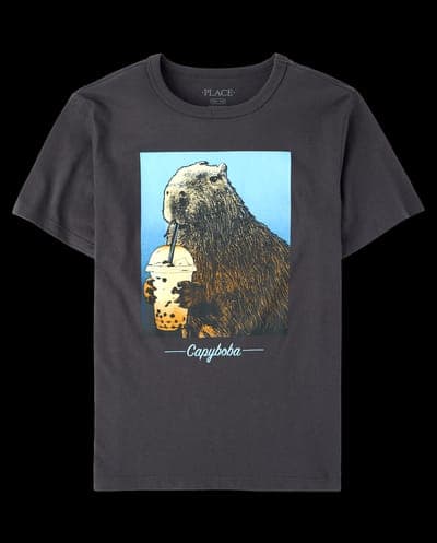 Boys Short Sleeve Capybara Drink Graphic Tee 2