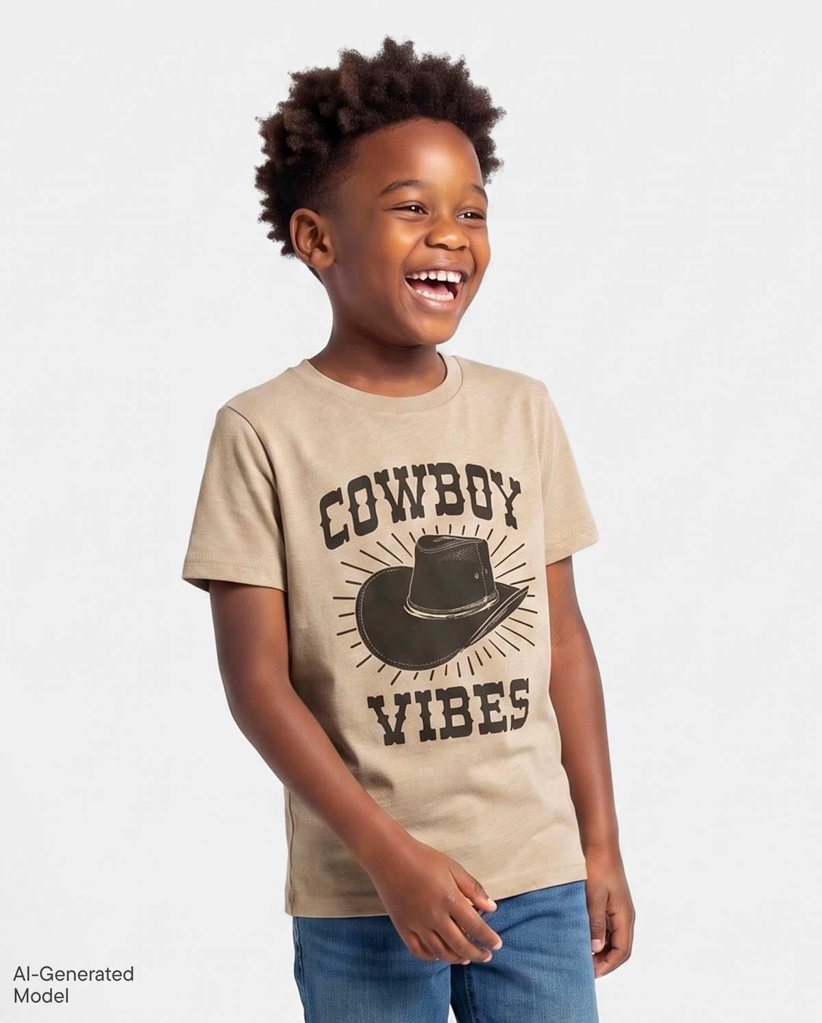 Boys Short Sleeve Cowboy Vibes Graphic Tee
