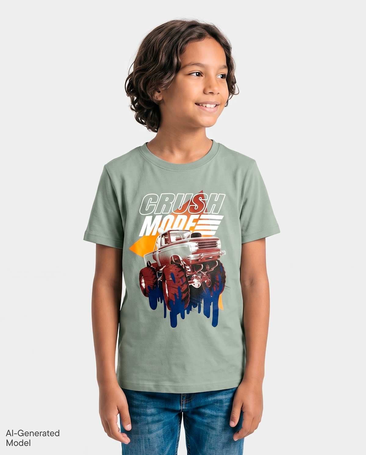 Boys Short Sleeve Crush Monster Truck Graphic Tee