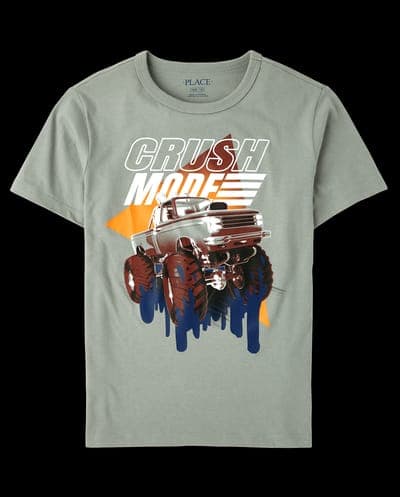 Boys Short Sleeve Crush Monster Truck Graphic Tee 2