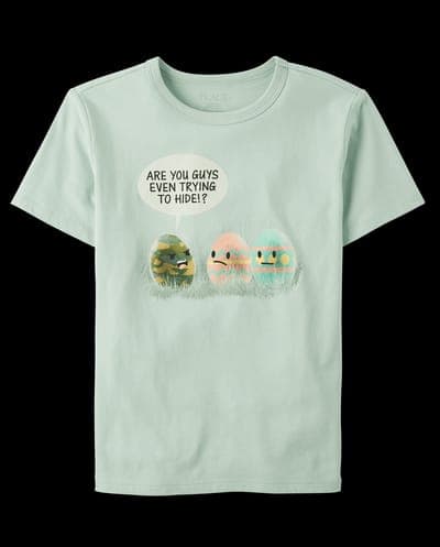 Boys Short Sleeve Easter Egg Humor Graphic Tee 1