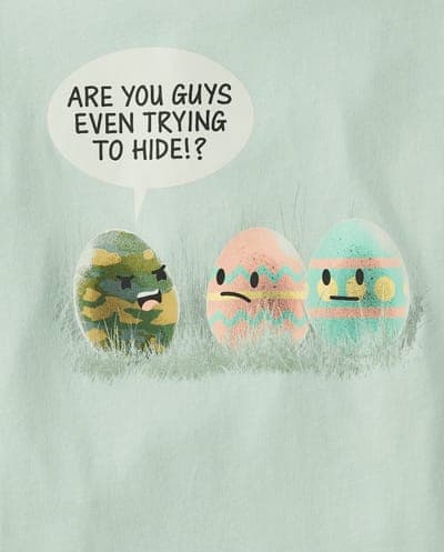 Boys Short Sleeve Easter Egg Humor Graphic Tee 2