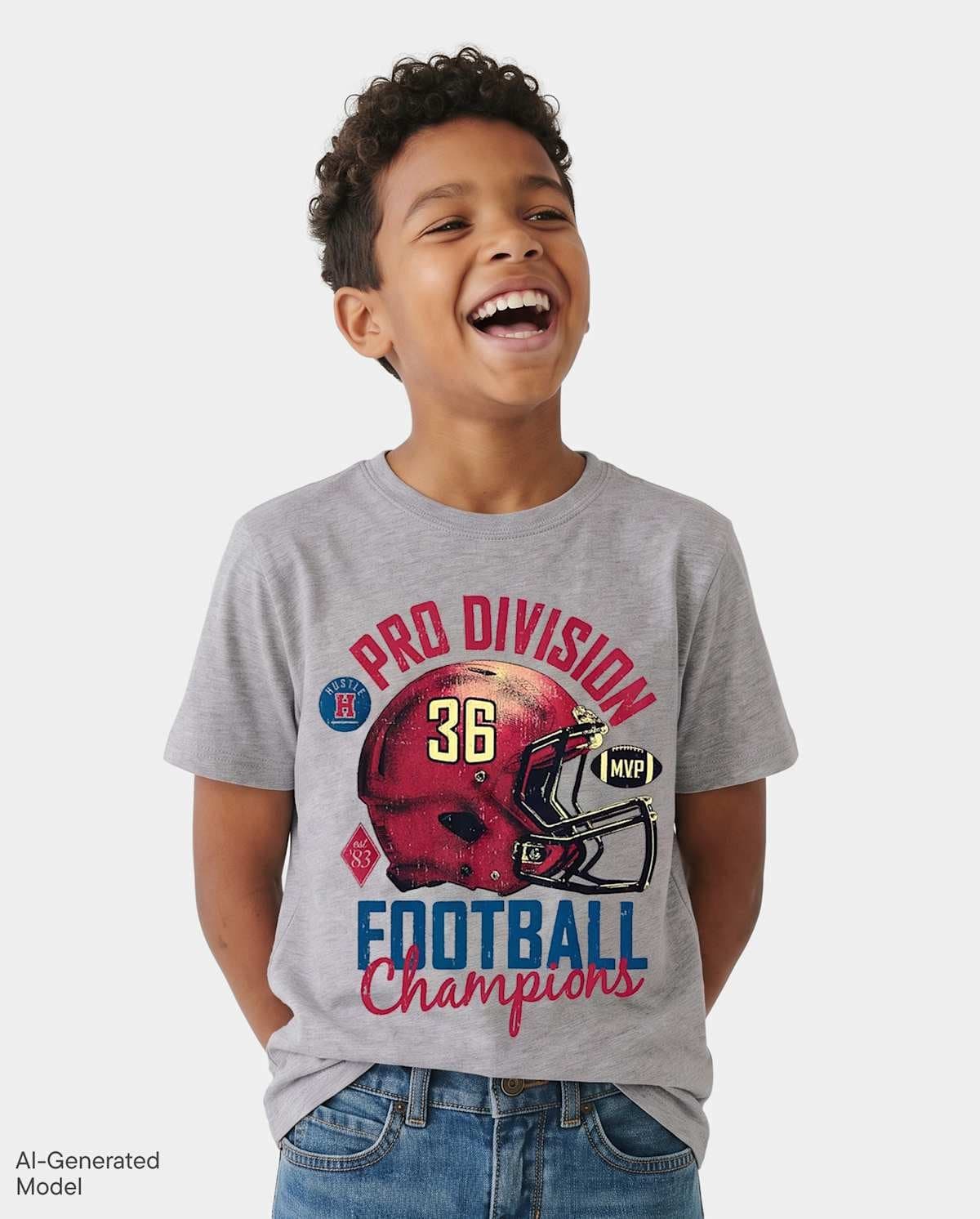 Boys Short Sleeve Football Champions Graphic Tee