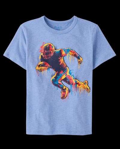 Boys Short Sleeve Football Player Drip Graphic Tee 1