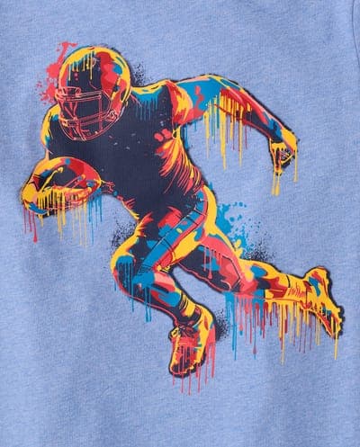 Boys Short Sleeve Football Player Drip Graphic Tee 2