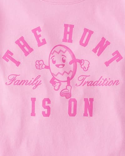 Girls Matching Family Short Sleeve Easter The Hunt Is On Graphic Tee 2
