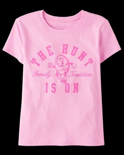 Girls Matching Family Short Sleeve Easter The Hunt Is On Graphic Tee 1