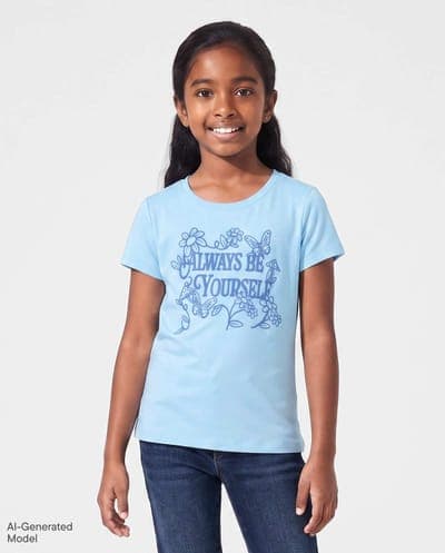 Girls Short Sleeve Always Be Yourself Graphic Tee 1
