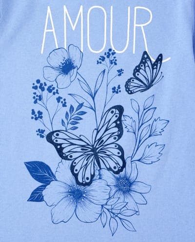 Girls Short Sleeve Amour Butterfly Graphic Tee 3