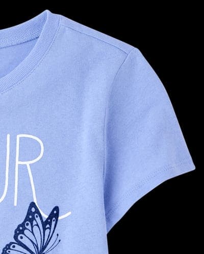 Girls Short Sleeve Amour Butterfly Graphic Tee 4