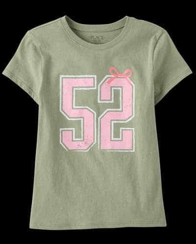 Girls Short Sleeve Bow Varsity Graphic Tee 1