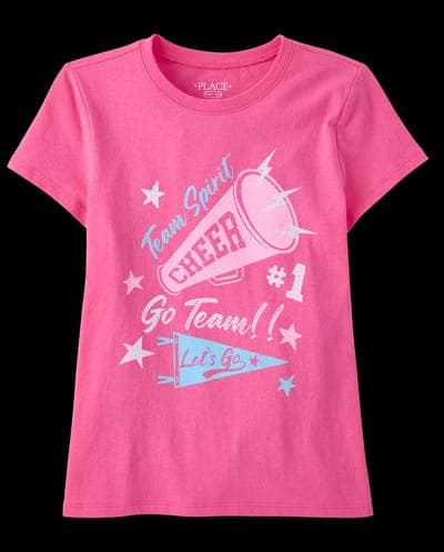 Girls Short Sleeve Cheer Graphic Tee (ICED BERRY) 1