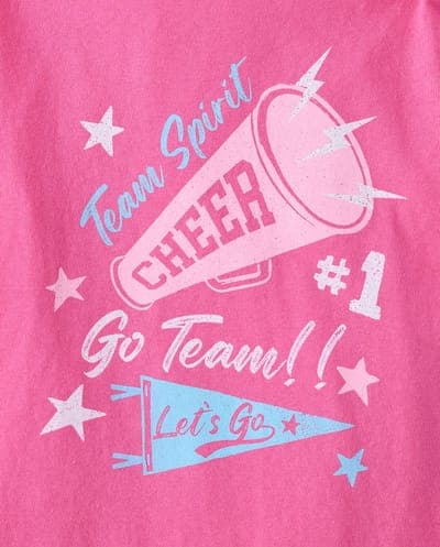Girls Short Sleeve Cheer Graphic Tee (ICED BERRY) 2
