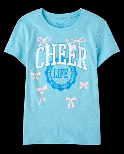 Girls Short Sleeve Cheer Graphic Tee (SD TEALWATRS CL) 2