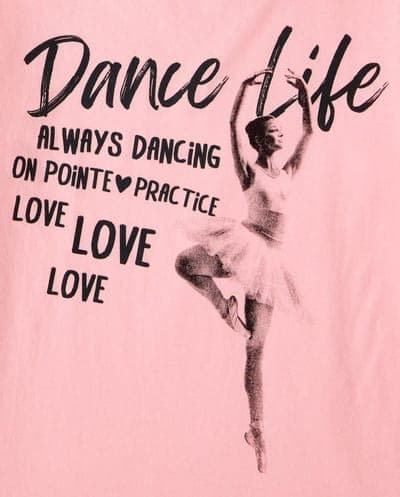 Girls Short Sleeve Dance Life Graphic Tee 3