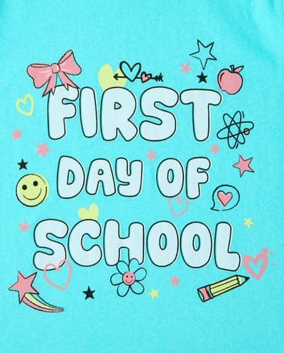 Girls Short Sleeve First Day Of School Graphic Tee 2