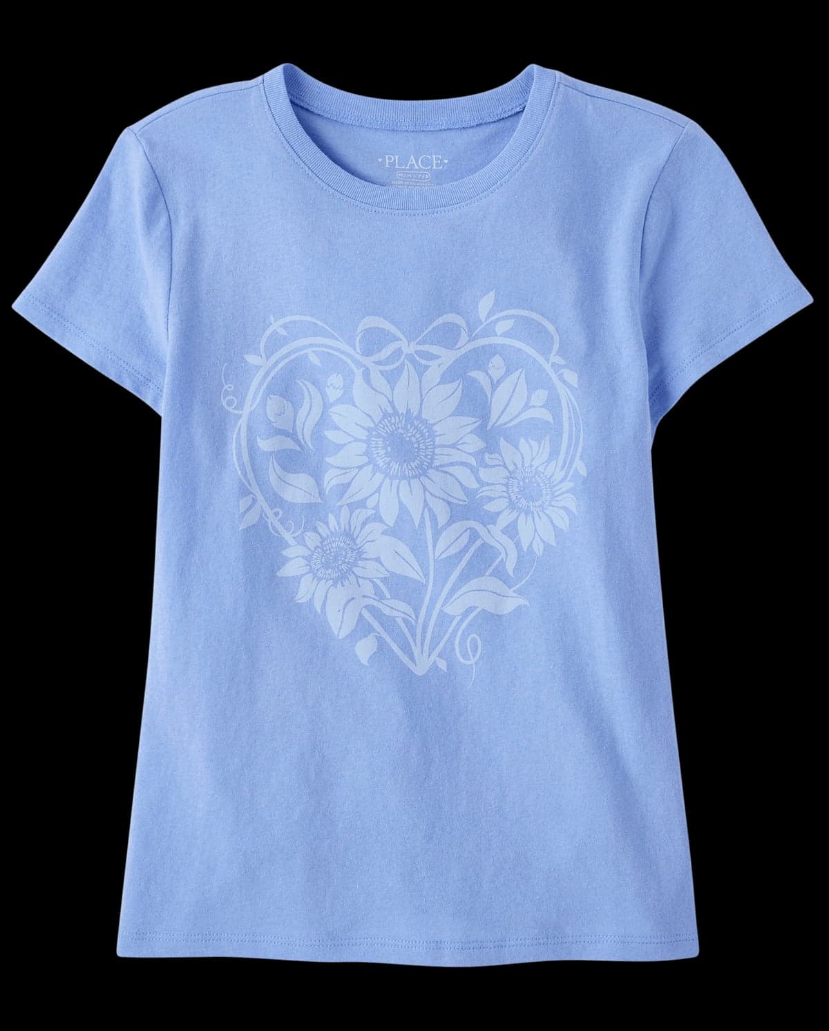 Girls Short Sleeve Floral Heart Graphic Tee