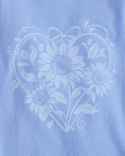 Girls Short Sleeve Floral Heart Graphic Tee 2