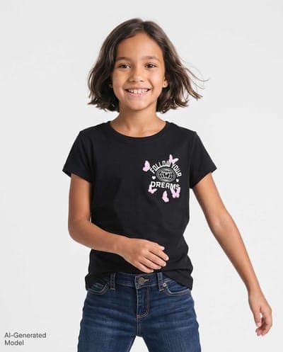Girls Short Sleeve Follow Your Dreams Graphic Tee 1