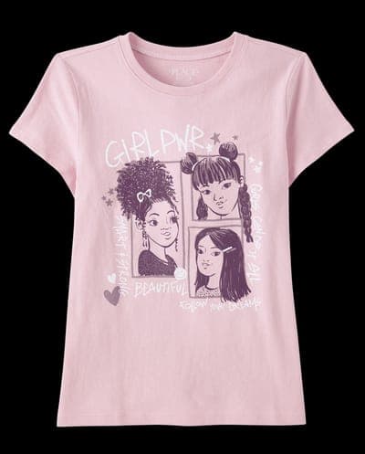 Girls Short Sleeve Girl Power Graphic Tee 1