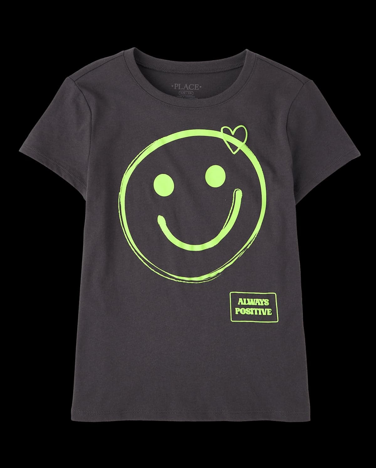 Girls Short Sleeve Happy Face Graphic Tee
