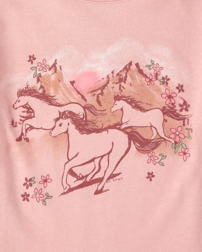Girls Short Sleeve Horses Graphic Tee 3