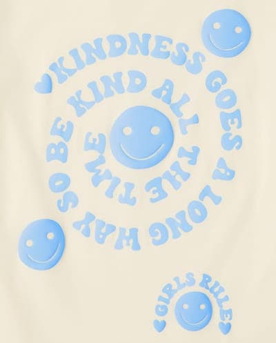 Girls Short Sleeve Kindness Happy Face Graphic Tee 5