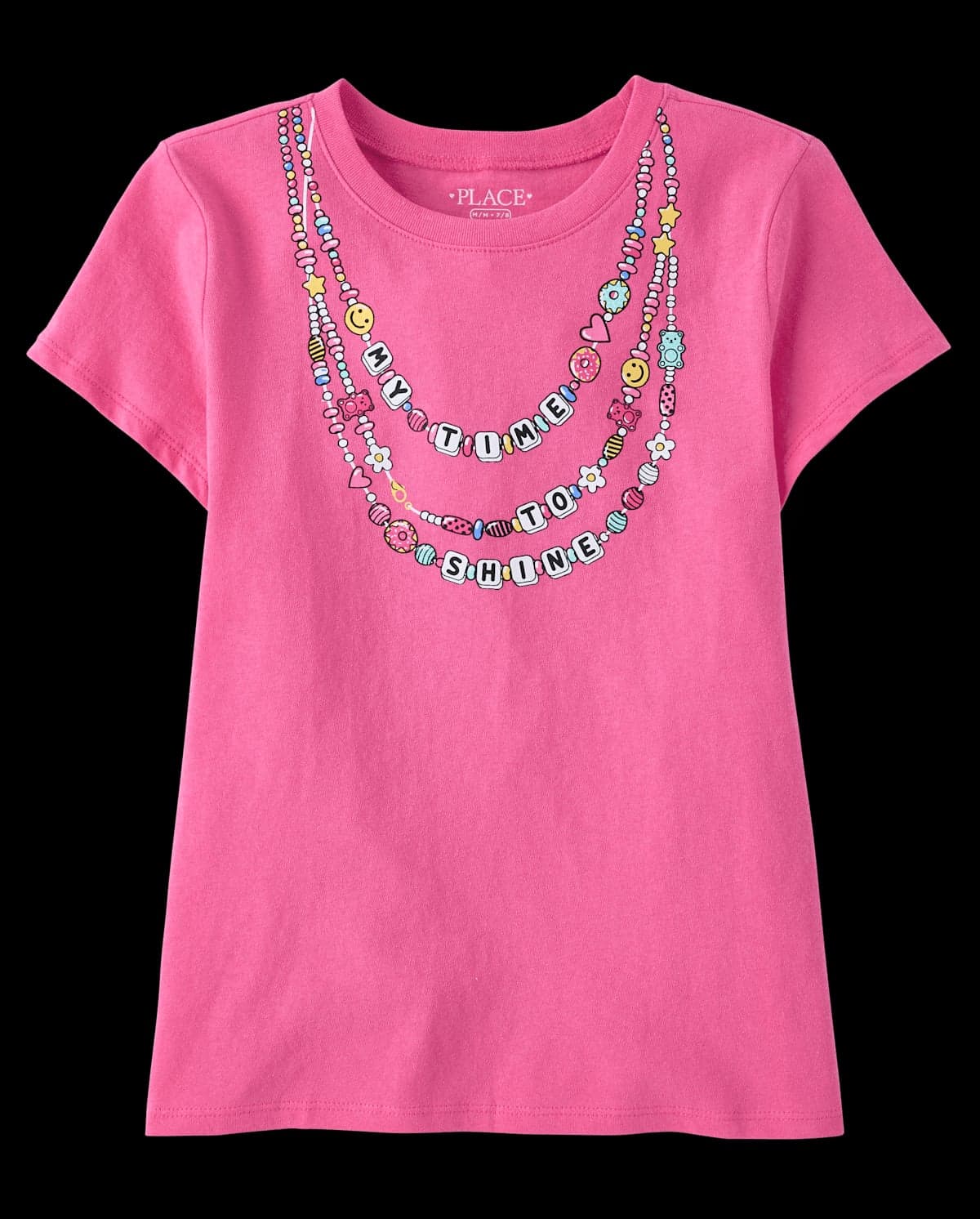 Girls Short Sleeve Necklaces Graphic Tee
